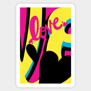 CMYK Love Graffiti for Valentine's Day Sticker